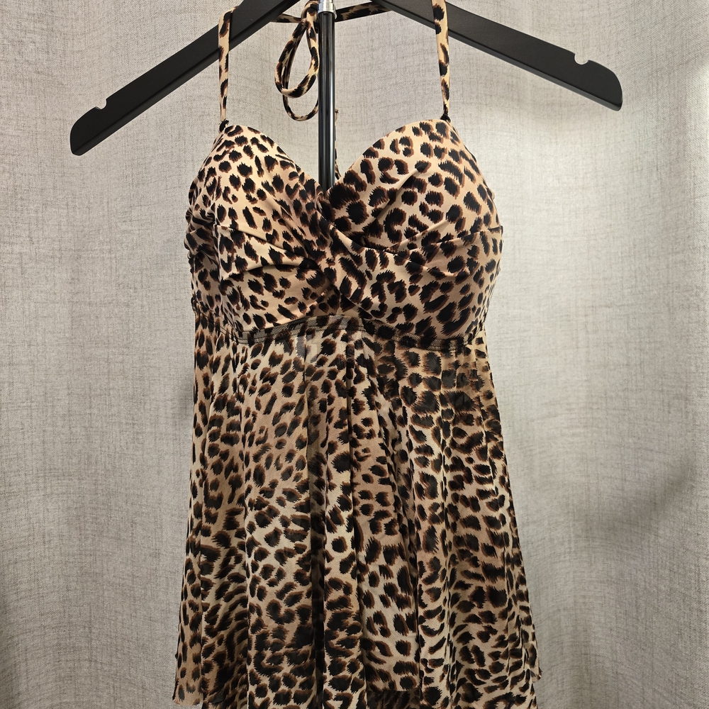 Merona Leopard Print Halter Swim Top in Tan and Black